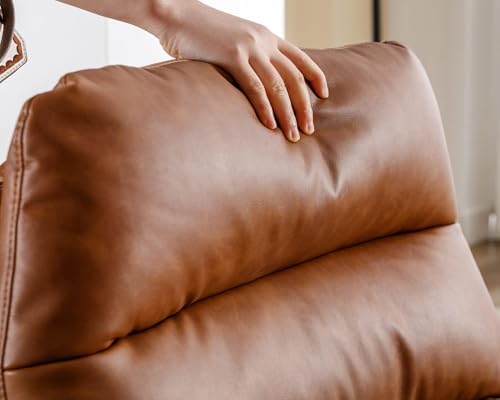 HNY Brown Swivel Lounge Chair with Ottoman Modern PU Leather Accent Chair with Footrest 33'' Wide Oversized Armless Upholstered Reading Chair with Footstool for Living Room Bedroom Comfy - size: 1 SET