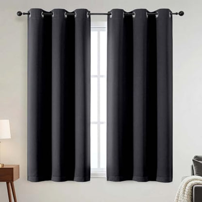 100% Blackout Curtains - Thermal Insulated Solid Thick Fabric Black Blackout Curtains for Bedroom, Sound Reducing Grommet Halloween Drapes, 2 Panels, 2x40Wx54L Inches - color: Black, size: 40"W x 54"L (Pack of 2)
