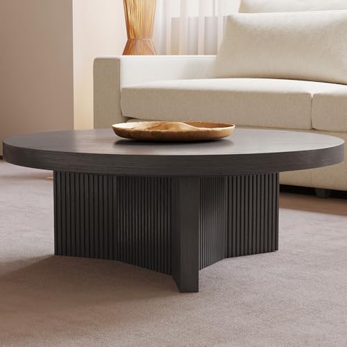 Guyii Grey Round Coffee Table, Modern Tea Table, 31.49" Center Table, Living Room Centerpiece for Home, Apartment & Office, Easy Assembly