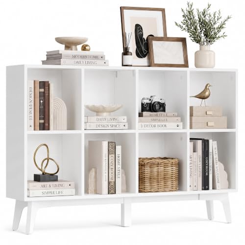 VASAGLE MAEZO Collection - Bookshelf, Bookcase, Cube Shelf with 8 Compartments, Storage Shelf, for Living Room, Home Office, Dining Room, 9.4 x 47.1 x 30.3 Inches, Cloud White ULBC193WB01S - color: Cloud White, size: 9.4"D x 47.1"W x 30.3"H, style: 8 Cube