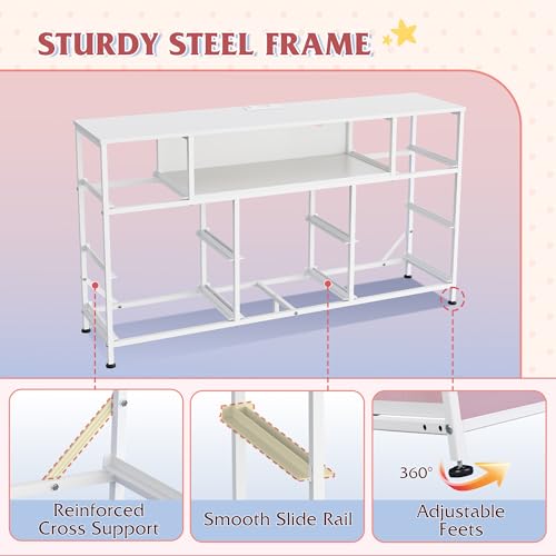 WLIVE LED Dresser TV Stand for 55 Inch TV, 8 Drawers, Pink | Fits TVs up to 55 inch, 8 fabric drawers, LED chest of drawers, Built-in power outlet, Living room or bedroom - color: A-pink