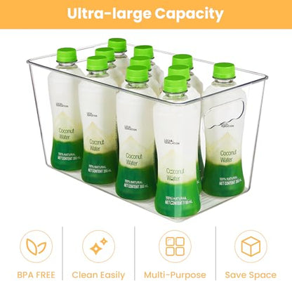 YIHONG 4 Pack Clear Storage Bins, Pantry Organizer Bins with Handle, XL | Plastic Bins, Pantry Storage Containers for Kitchen, Freezer, Cabinet, Closet, Bathroom, Under Sink Organizers and Storage - size: XL(13"L x 7.4"W x 7"H)