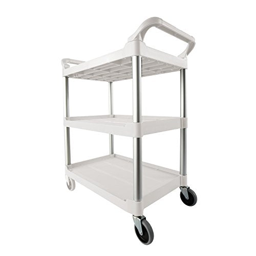 Rubbermaid Commercial Products Plastic Utility Service Cart with Wheels, White, 200 lbs Capacity, for Foodservice/Restaurant/Cleaning/Warehouse/Garage - color: White