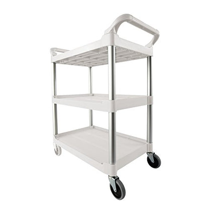 Rubbermaid Commercial Products Plastic Utility Service Cart with Wheels, White, 200 lbs Capacity, for Foodservice/Restaurant/Cleaning/Warehouse/Garage - color: White