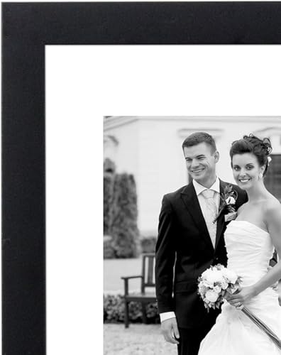 Americanflat Set of 7 Picture Frames with Shatter-Resistant Glass - Gallery Wall Frame Set with One 11x14, Two 8x10 and Four 5x7 Frames - Signature Collection - Black - color: Black with Mat, style: 7 Pack