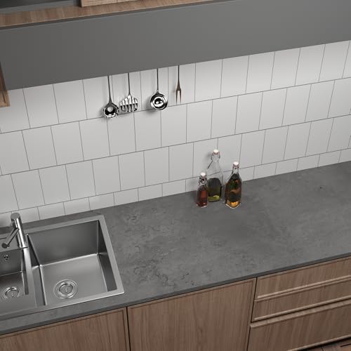 16"×118" Dark Grey Black Concrete Wallpaper Peel and Stick 3D Matte Textured Thick Concrete Cement Contact Paper Vinyl Wrap Removable DIY Tile Wall Sticker for Walls Countertop Cabinet Kitchen Island - color: Dark Gray, size: 16" x 118"