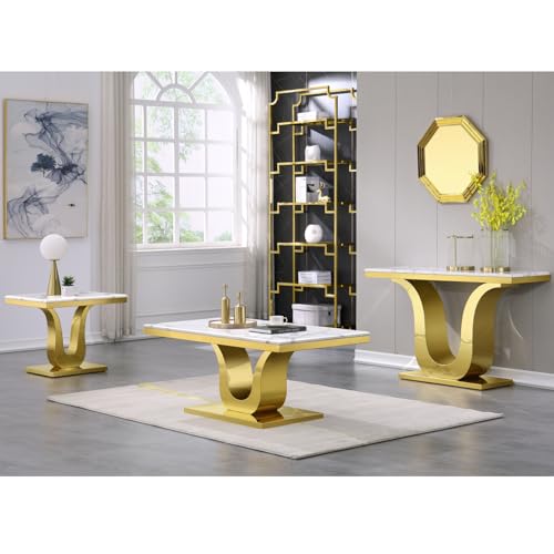 Gold Console Table, White and Gold Living Room Sofa Table, 50" Rectangle Console Table for Entryway, Living Room, Office, Foyer, Front Hall, Hallway - color: Gold