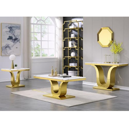 Gold Console Table, White and Gold Living Room Sofa Table, 50" Rectangle Console Table for Entryway, Living Room, Office, Foyer, Front Hall, Hallway - color: Gold