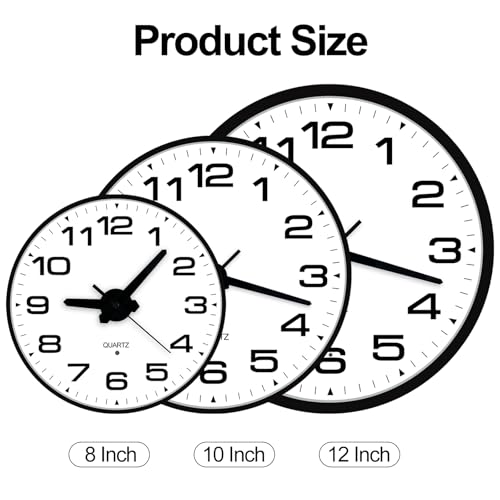 JoFomp Lighted Wall Clocks Battery Operated, 8 Inch Small Wall Clock for Bedroom Night Glow, Night Light Wall Clock Silent, Glow in Dark Wall Clocks for Living Room Decor, Light Sensor - Auto Lighting - size: 8 Inch
