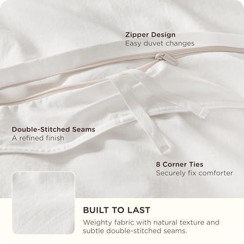 Bedsure PureWoven 100% Cotton Slub Weave Duvet Cover Set, Twin Size, 2-PC | Luxury Linen-Like Textured Bedding Set, Double-Stitched, Easy to Change with Zipper Closure, Slub Coconut White, 68" x 90" - color: 30 - Slub Coconut White (No Comforter), size: T