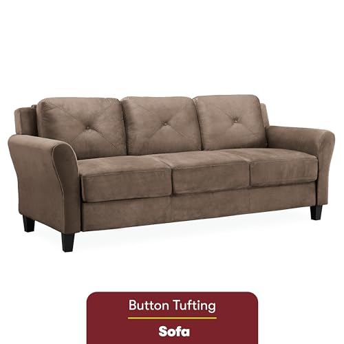Studio Living Harrington 80.3" Sofa, Transitional Modern, Pocket Coil Comfort, Easy Assembly, Microfiber Fabric, Brown - color: Brown, size: Sofa