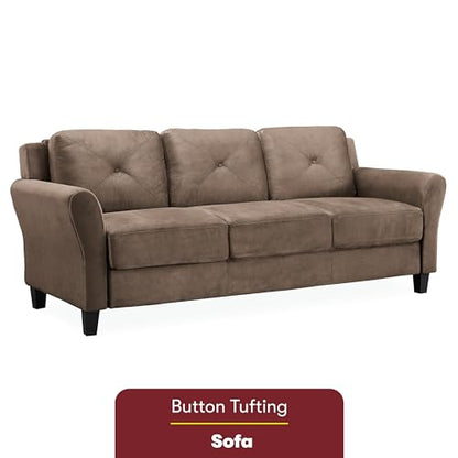 Studio Living Harrington 80.3" Sofa, Transitional Modern, Pocket Coil Comfort, Easy Assembly, Microfiber Fabric, Brown - color: Brown, size: Sofa