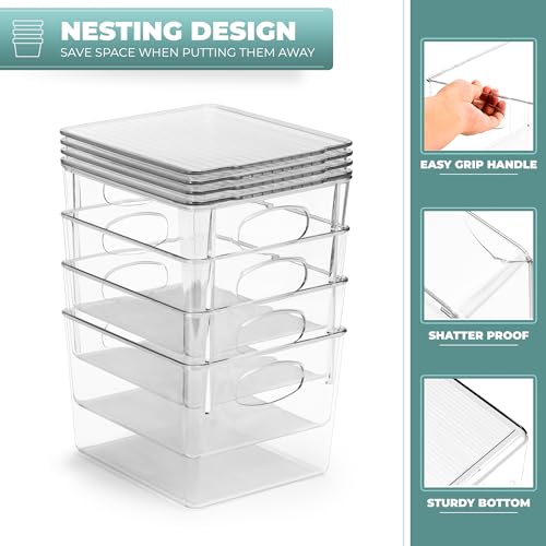 Sorbus Small Clear Plastic Storage Bins With Lids - Stackable Organizer For Toys, Clothes, Medicine, Makeup, Closet, Art Supplies, Bathroom, Shoes (4 Pack) - size: Small, style: 4 Pack