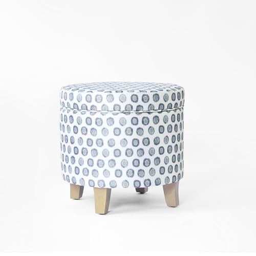 HomePop 19" Round Storage Ottoman - Green Medallion Ikat Print - color: Small Green Medallion Ikat Print