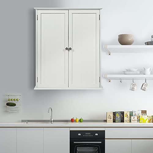 Wall Mount Bathroom Storage Cabinet, Large White Bathroom Cabinet with Doors and Adjustable Shelves, Wall Cabinet for Bathroom Above Toilet, Medicine Cabinet Wall Mounted, Wood