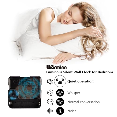 Glow in the Dark Wall Clock with Silent Lumious Night Light 12 in | Wall Clock Battery Operated, Lighted up, Easy to Read, Large Display,Analog Clock, for Bedroom Kitchen Living Room - color: All-black