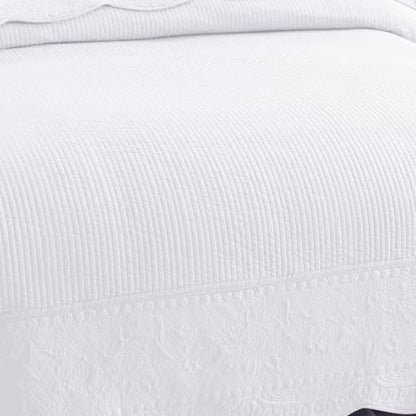 MarCielo 3-Piece 100% Cotton Oversized Bedspread Lightweight Quilt Coverlet Embroidery Farmhouse Bedding Set (TG Bright White, Oversized Queen (100"x106")) - color: Tg Bright White, size: Oversized Queen (100" x 106")