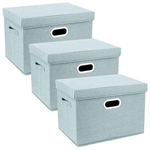 Large Storage Bins with Lids, Collapsible, Washable, Fabric Storage Boxes for Organizing, 17.3x11.8x11.4 inches, 3 Pack, Aqua Spring - color: Auqa Spring, size: 3-Pack Large