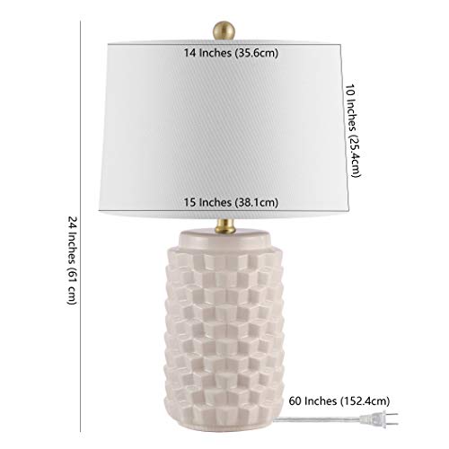SAFAVIEH Lighting Collection Weldon Modern Contemporary Ivory Ceramic 23-inch Bedroom Living Room Home Office Desk Nightstand Table Lamp (LED Bulb Included) - color: Ivory