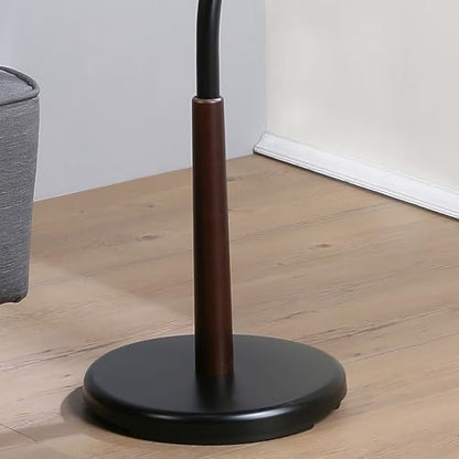 Roundhill Furniture Arles Metal Black and Walnut Standing Coat Rack - color: Black