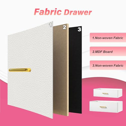 EnHomee 12 Drawers Dresser for Bedroom,TV Stand Fits 55/65/70 inch TVs | Entertainment Center with LED Lights & Power Outlets,Long Fabric Dresser with 2 Wood Shelves for Living Room,White PU Leather - color: White