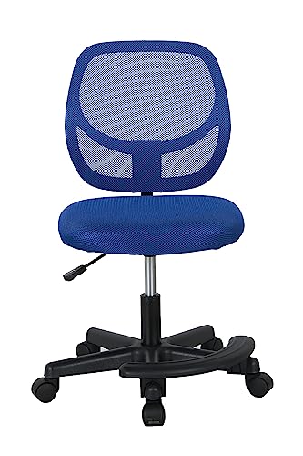 Amazon Basics Kids Adjustable Height Mesh Low-Back Swivel Desk Chair with Footrest, Rolling Study Chair, Armless, Blue - color: Blue