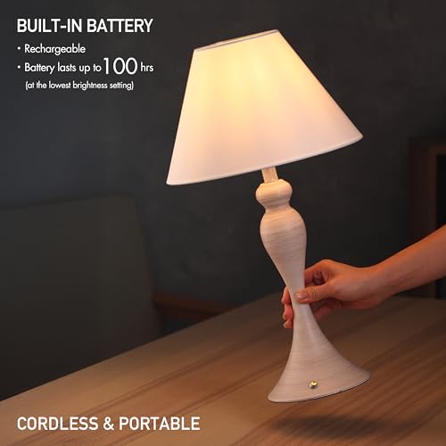 O'Bright Ember Rechargeable Table Lamp (Whitewashed) - color: Whitewashed