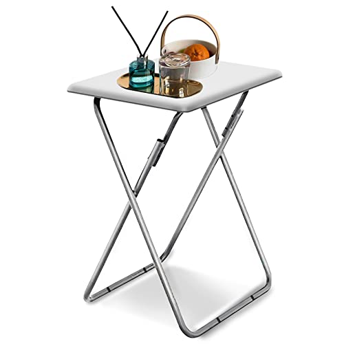 Portable Folding TV Tray Table TV Dinner Tray with Sturdy MDF,No Assembly Required, 25In(White,1PC) - color: White, size: 1pc