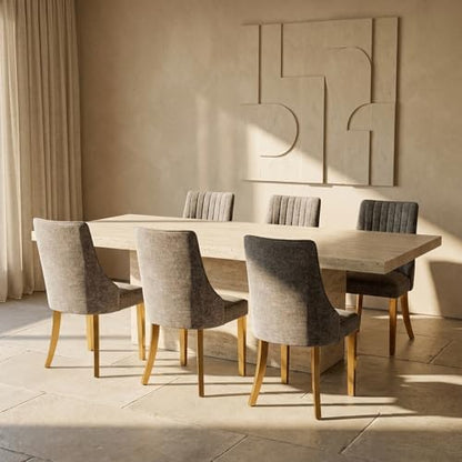 Upholstered Dining Chairs Set of 6, High Back Side Chairs for Kitchen and Dining Room, Mid-Century Modern Chenille Seating with Gold Metal Legs, Grey - color: Grey, Gold Legs, size: Set of 6