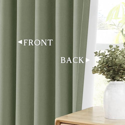 ChrisDowa Sage Green Blackout Curtains 45 Inches Long 2 Panels for Bedroom | Room Darkening,Light Blocking,Thermal Insulated,Faux Linen,Farmhouse,Grommet,Window Treatment,Drapes,Living Room,52x45 - color: Sage Green, size: 52"W x 45"L (Pack of 2)