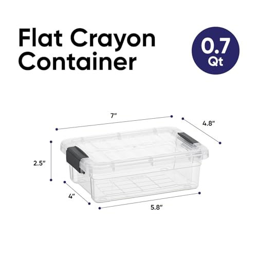 Superio Mini Storage Container Plastic Crayon Box Art Supplies and Sewing Case Stackable Clear Small Organizer for Beads, Stationery, Chalk, and Food, 0.7 Quart, 6 Pack - size: 0.7 Quarts, style: 6 Pack