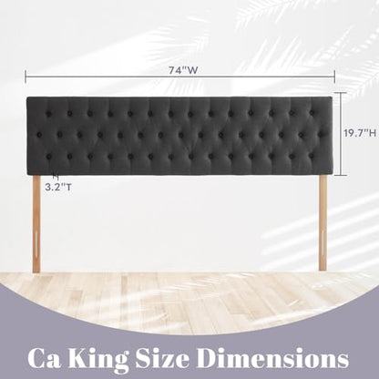 Cal King Size Headboard only, Modern Button Tufted Upholstered Headboards, Premium Linen Fabric Headboard with Wooden Legs, Adjustable Solid Wood Head Board, Dark Grey - color: Dark Grey, size: California King