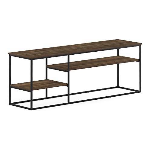 Furinno Moretti TV Stand for TVs up to 65 Inch, 3-Tier Rustic Brown Entertainment Center, Open Back TV Console with Cable Management, for Living Room, Bedroom, Brown Walnut
