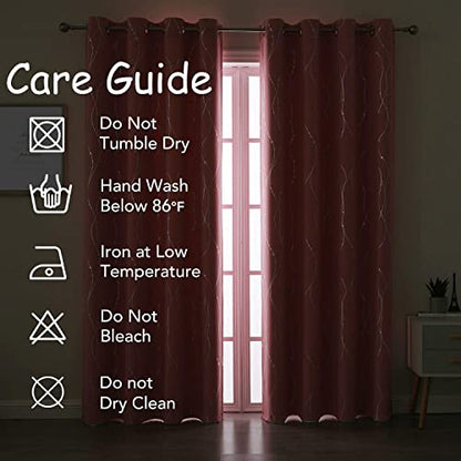 SMILE WEAVER Pink Blackout Curtains for Living Room 54 inch Length 2 Panels,Room Darkening Girls Bedroom Curtains,Silver Printed Design Soft Thick Thermal Insulated Grommet Window Drapes - color: Pink Silver, size: 52"W x 54"L (Pack of 2)