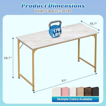 47 inch Computer Desk Modern Writing Desk, Simple Study Table, Industrial Office Desk, Sturdy Laptop Table for Home Office - color: Gold, size: 47 inch