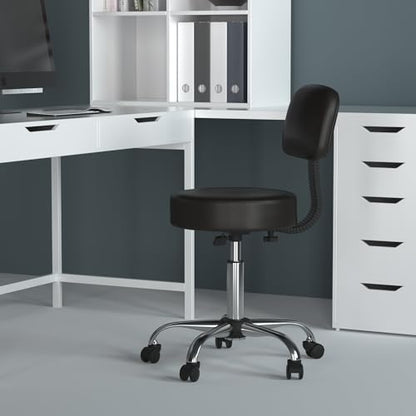 Boss Office Products B245-BK Be Well Medical Spa Stool with Back, Black - color: Black, style: With Back Cushion