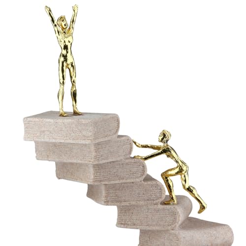 GILDE Path of Knowledge Resin Sculpture Cream Metallic Stone Look Book and Person Shape 30cm High 15cm Wide 10cm Deep - color: Cream, size: 4