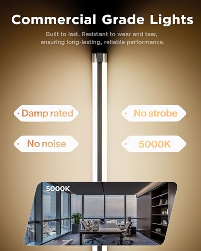 Sunco 6 Pack LED Shop Lights 4FT, Plug in Linkable, White, 40W=150W | 5000K Daylight, 4500LM, Frosted Lens, Pull Chain, Hanging/Surface Mount, 48 Inch Utility Light Fixture for Garage, Workshop