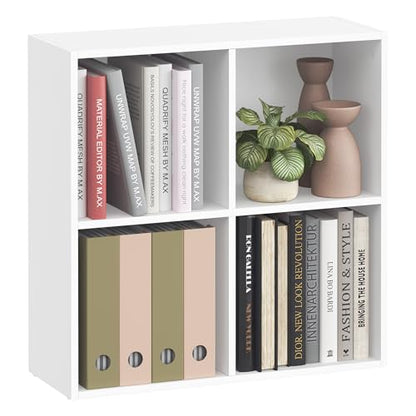 VASAGLE Bookcase Cube Shelf with 4 Compartments, 9.4 x 26 x 26 Inches | Bookshelf storage shelf, Cloud White, CUSTOS Collection, ULBC476W01 - color: Cloud White, size: 4 Cubes (9.4"D x 26"H), style: 1 Pack