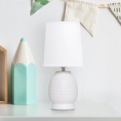Simple Designs LT1161-OFF 12.5" Chic Glow Petite Dimpled Ceramic Table Lamp, for Bedroom, Office, Living Room, Stylish Spaces, Off White - color: Off-White