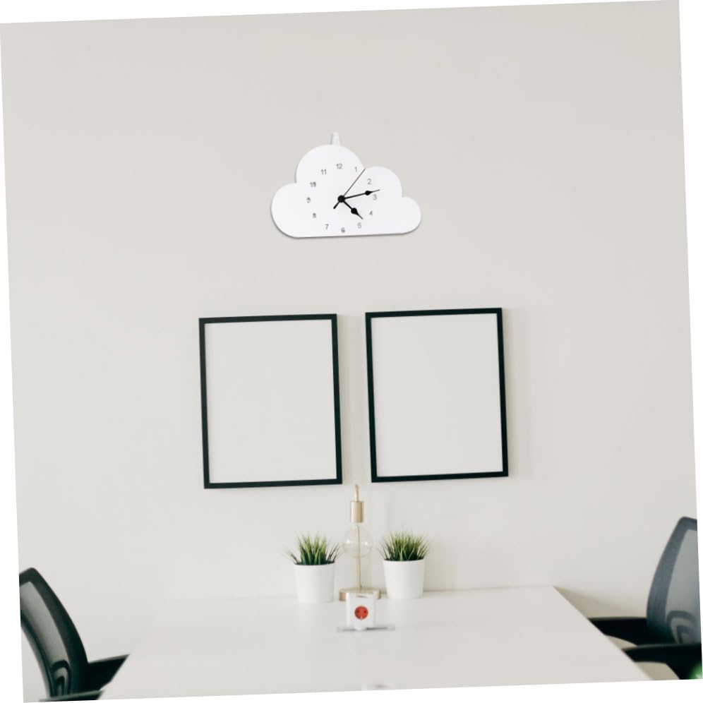 Healifty Nordic-Style Cloud-Shaped Desktop Clock White, Silent Battery-Operated Bedroom and Home Clock for Nightstand and Tabletop Decor