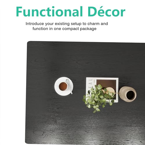 Black Rectangle Coffee Table for Living Room, 35.4 Inch | Easy Assembly, Modern Wood & Metal Living Room Tables, Mid Century Industrial Center Table for Small Spaces, Apartment - color: Black