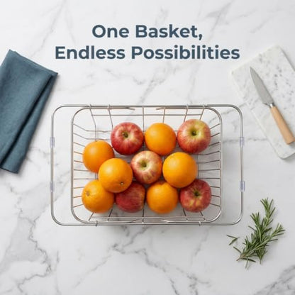 Expandable Over-the-Sink Stainless Steel Dish Rack - size: Large