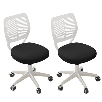 JPBSTO Armless Desk Chair, Height Adjustable Swivel Office Rolling Task Chairs with Soft Mesh Padded Cushion, Ergonomic Small Study Computer Chair for Girls Boys Teens (Black White, 2PCS) - color: Black White 2pcs