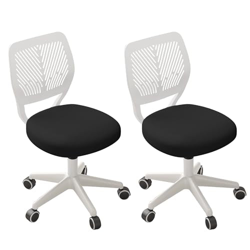 JPBSTO Armless Desk Chair, Height Adjustable Swivel Office Rolling Task Chairs with Soft Mesh Padded Cushion, Ergonomic Small Study Computer Chair for Girls Boys Teens (Black White, 2PCS) - color: Black White 2pcs