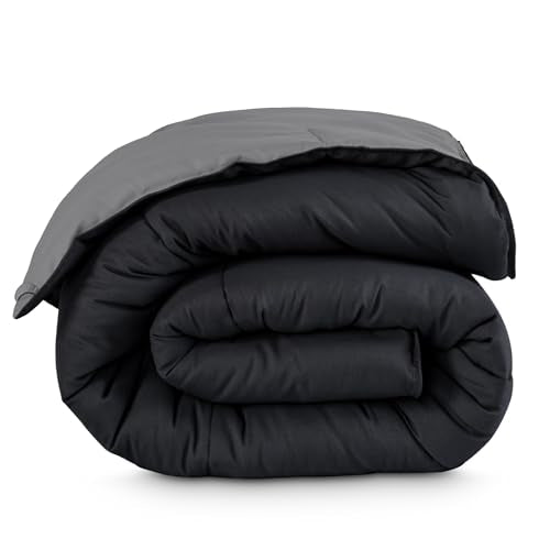 Bare Home Reversible Comforter (Queen Oversized, Black/Grey) | 1800 Ultra-Soft, Reversible Colors, Goose Down Alternative, Premium Quality, All-Season Warmth - color: 07 - Black/Grey, size: Oversized Queen