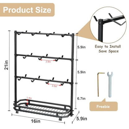 Coffee Mug Holder for Countertop, 22 Hooks Metal Coffee Cup Holder Rack | 3 Tier Mug Tree Holder Rack, Mug Tree Stand with Storage Base for K Cup Coffee Pod Paper Cups Tea Bag, Black - color: 3-Tier