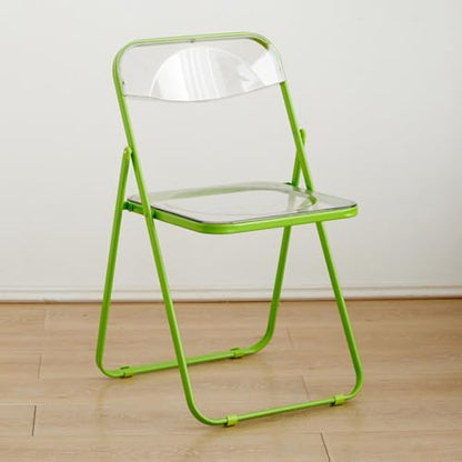 Stackable Transparent Acrylic Folding Chairs - Dining Stool with Backrest for Home & Living Room – Space-Saving, Modern Design (Green) - color: Green