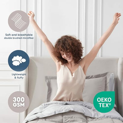 Nestl 5 Piece Twin Comforter Set – Linen Reversible Bed in a Bag – Complete Twin Size Bedding Set with Sheets, Pillowcase and Sham - color: Linen, size: Twin