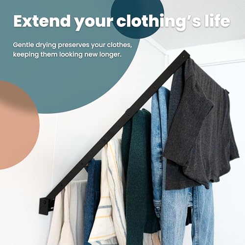 Wall Mounted Drying Rack – Foldable Laundry Drying Rack for Wall, Space Saving Clothes Drying Rack for Laundry Room, Bathroom or Small Spaces
